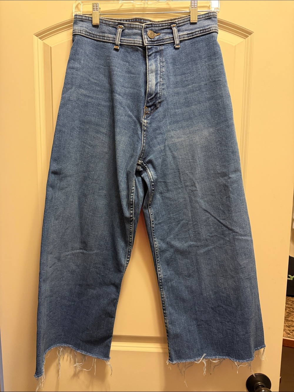 Zara Women's Light Blue Bootcut Raw Hem Jeans
